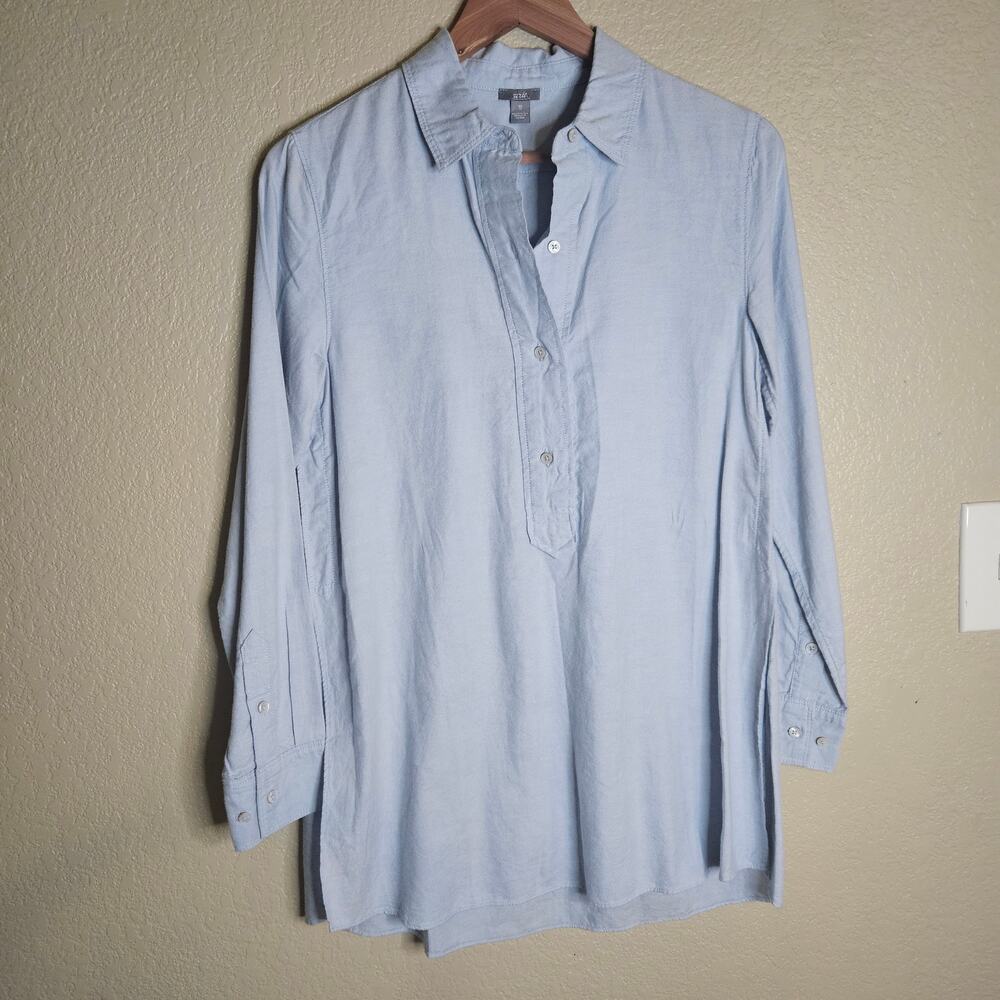 Aerie Real Soft Popover Tunic Light Blue XS - Deep Side Slits - Cotton Viscose